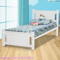 Kids White Wooden Bed Frame-King Single