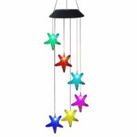 Solar  Starfish Wind Chimes  LED Hanging Windchimes String Lights Color-Changing WaterproofOutdoor