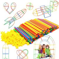 Straw Constructor Plastic Build-In Construction Toy, 300 Pieces, Colorful, Fun, Educational,Safe Building Toys ,Gift For Kids