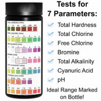 Pool and Spa Test Strips 7-1 Pool Test Kit - 100 Bromine, pH, Hardness and Chlorine