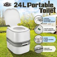 24L Portable Toilet Camping Travel Mobile Porta Potty White and Grey 44.5x35x44cm
