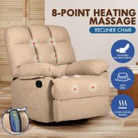360-Degree Swivel Recliner Rocking Armchair 8-Point Heated Massage Chair Beige