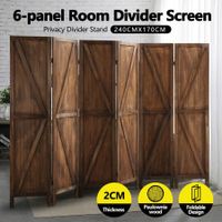 6 Panel Room Divider Privacy Screen Separator Stand Wooden Partition Folding Portable Charcoal