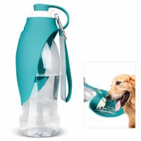 Dog Water Bottle for Walking Feeder Container portable with Drinking Cup Bowl Col.Blue