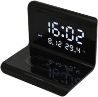 Multi-Function Digital Clock + Snooze Alarm +Wireless Charger+Temperature Display+Date+Non-Dimmable Night Light