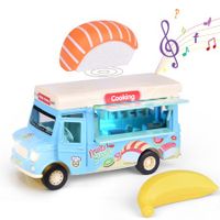 Die-cast Metal Toy Cars,Alloy Car Toy Pull Back Vehicle Functional Food Truck with Music&Light (Blue)