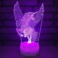 3D Unicorn LED illusions Night Light Table Stand Lamp Remote Touch Control, Colour Changing