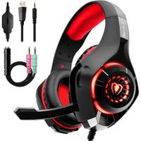 Gaming Headset with Noise Canceling mic, PS4 Xbox One Headset with Crystal 3D Gaming Sound for PC, Mac, Laptop, Mobile
