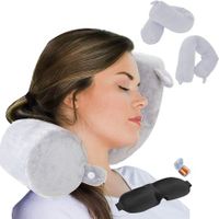 Travel Pillow with Memory Foam for Neck, Shoulder and Leg for Adults Traveling by Plane, Bus, Train and Office