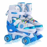 SizeS Kids Roller Skates Adjustable 4 Sizes 4 Light Up Wheels For Size26-33 Col.Blue