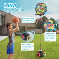 Kids 3 IN 1 Basketball Hoop Dart Board Ring Toss Activity Centre Play Equipment