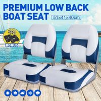 OGL 2 x All-weather Foldable Fishing Boat Seats Marine Collapsible Rotary Chairs Blue