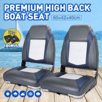 OGL 2 x Folding Fishing Boat Seats All-weather Marine Collapsible Swivel Chairs Grey