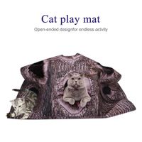 Cat Blanket Bark Texture Painting, Tree Hallow Cat Bed Toy Mat 1mX1m
