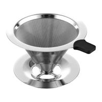 Pour Over Coffee filter with Stand,Paperless Pour Over Coffee Dripper Manual Reusable Stainless Steel Cone Filter 1 to 2 Cups