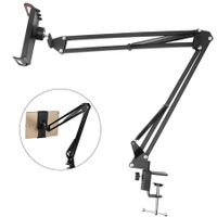 Foldable 360 degree long arm holder tablet holder clip photo light phone holder replacement for mobile phone