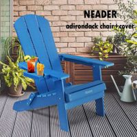 Neader Occasional Adirondack Chair Reclining Folding Outdoor Lounging Furniture Blue