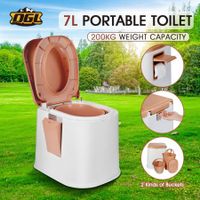 7L Camping Toilet Portable Travel Outdoor Porta Potty Detachable Inner Bucket Paper Holder Phone Storage