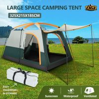 6 Person 2 Room Tent Camping Shelter Beach Sun Shade Family 325X215X185CM Green White