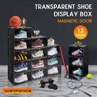12 PCS Shoe Storage Box Clear Sneaker Display Cases Boxes Stackable Organiser 36x29x22cm