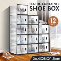 12PCS Shoe Box Sneaker Storage Display Case Clear Plastic Boxes Organiser Stackable Extra Large