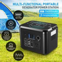 Portable Generator Solar Wireless Power Station Camping Lithium Battery Backup 422Wh 700W LED Light for Camping Outdoor Travel