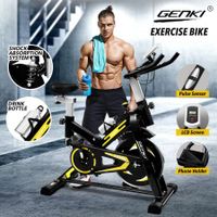 Genki Exercise Bike Shock Absorbing Stationary Spin Bicycle Indoor Cycling Training Black Yellow