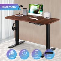 Electric Standing Desk Sit Stand Computer Table Height Adjustable Furniture Motorized Dual Motor Walnut