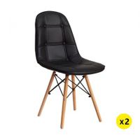 Levede 2x Retro Dining Chair Replica PU Leather Office Cafe Lounge Chairs Black