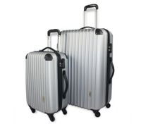 2pc Hard- Shell Luggage Trolley Set - Silver