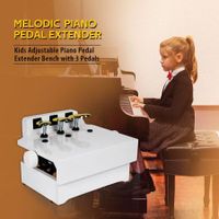 Piano Pedal Extender Bench Footstool Platform for Kids Height Adjustable with 3 Pedals  White