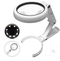 Magnifying Glass with 8 LED Lights, Hands Free Magnifying Glass, Double Magnification Lens, Bright and Soft Light Settings, Ideal for Reading Books, Jewelry, Coins, Crafts and Hobbies