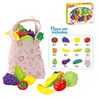 11PCS Kids Cut Play Food Kitchen Accessories Set Cutting Toy Fruits and Vegetables Pretend Playset
