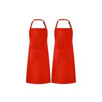 Chef Apron, Waterproof Apron, Adjustable Apron with 2 Pockets for Men Women, Apron for Cooking Baking Restaurant Red (2Pack)