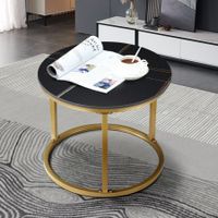 Black Sofa Side Table End Coffee Marble Round Nightstand Plant Stand for Couch Bedside