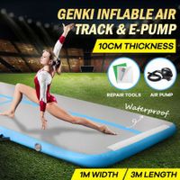 Air Track Inflatable Airtrack Tumbling Floor Gymnastics Mat with Electric Pump Blue 3x1x0.1m