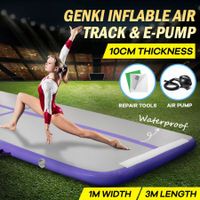 Inflatable Air Track Gymnastics Tumbling Airtrack Floor Mat with Electric Pump Purple 3x1x0.1m