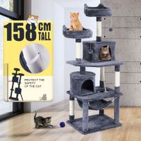 158cm Multi-level Cat Gym Climbing Tree Tower Scratching Post Kit with Hammock Platform Condo Toy