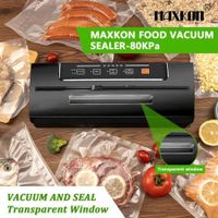 Maxkon 80Kpa Vaccum Sealer Machine Food Packing Air Tight Packer Dry Moist Modes Sliding Cutter with Storage Bags