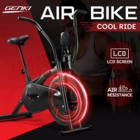 GENKI Air Fan Bike Stationary Exercise Upright Bicycle Home Gym Equipment Red