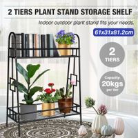 2-Tier Plant Stand Rack Metal Flower Pot Planter Garden Corner Display Shelf Indoor Outdoor