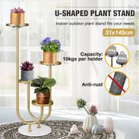 U Shaped Plant Stand Flower Pots Metal Shelf Indoor Outdoor Corner Planter Holder Garden Storage