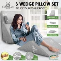 Luxdream 3PCS Foam Wedge Bed Pillow Headrest Leg Elevation Breathable Cover