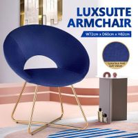 Luxsuite Armchair Velvet Dining Chair Single Lounge Sofa Accent Modern Furniture Navy Blue
