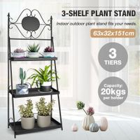 3-Tier Metal Plant Stand Indoor Outdoor Flower Pot Holder Garden Display Shelf Black