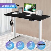 Electric Sit Stand Desk Height Adjustable Standing Table Computer Office Furniture Motorized Dual Motor Black