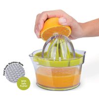 Manual Lemon and Orange Juicer with Built-in Measuring Cup and Grater, 12-Ounce, Green