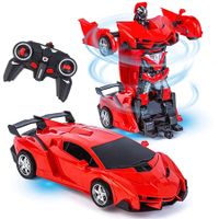 Remote Control Transformation Car Robot Toys for Boys Ages 8-15, Transforming Deformed Cars Toy, Best Birthday Toy (Red)