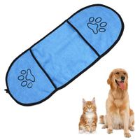 Pet Dog Bath Towel with Hand Pockets Durable Washable | Super Absorbent Quick Dry Towel for Cats Dogs(Blue)