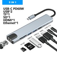 USB 3.0 Type C Hub to Gigabit Ethernet Rj45 LAN 5 in 1 Compatible for Mac Book Pro USB-C